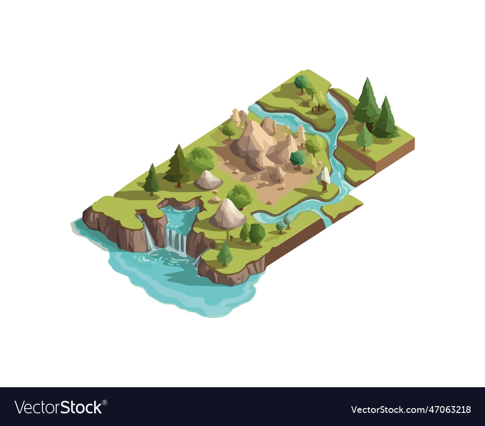 Green landscape with trees and mountains Vector Image