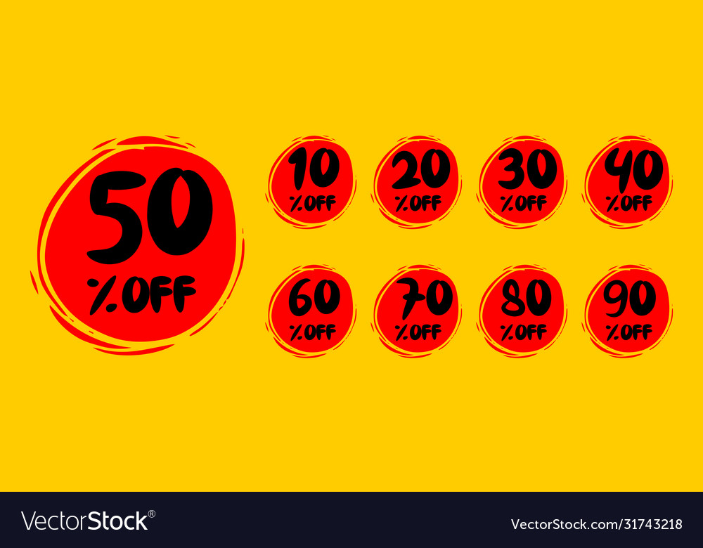 Hand drawn sale tags set badges template up vector image Hand drawn sale tags set badges template up