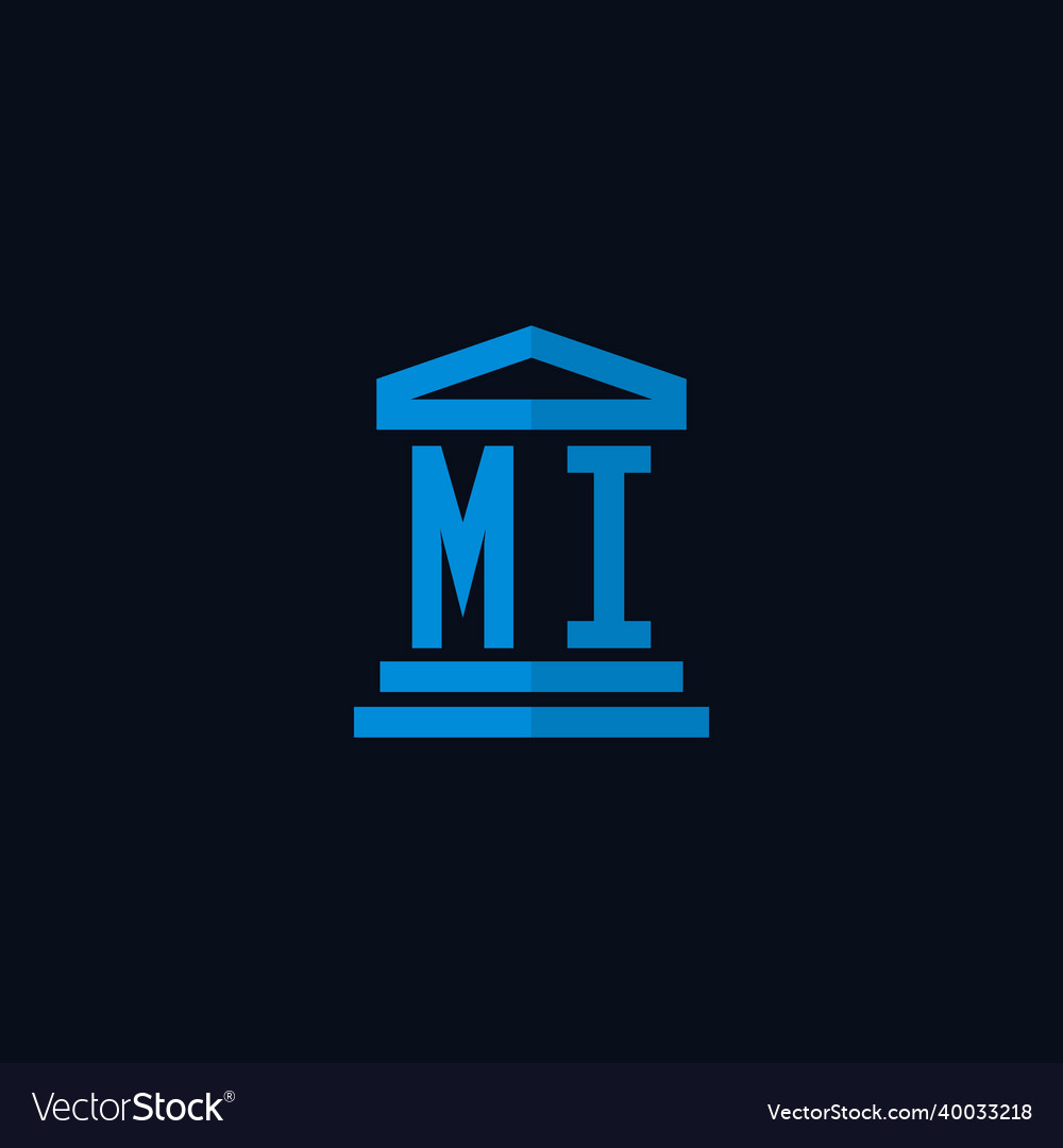 Mi initial logo monogram with simple courthouse