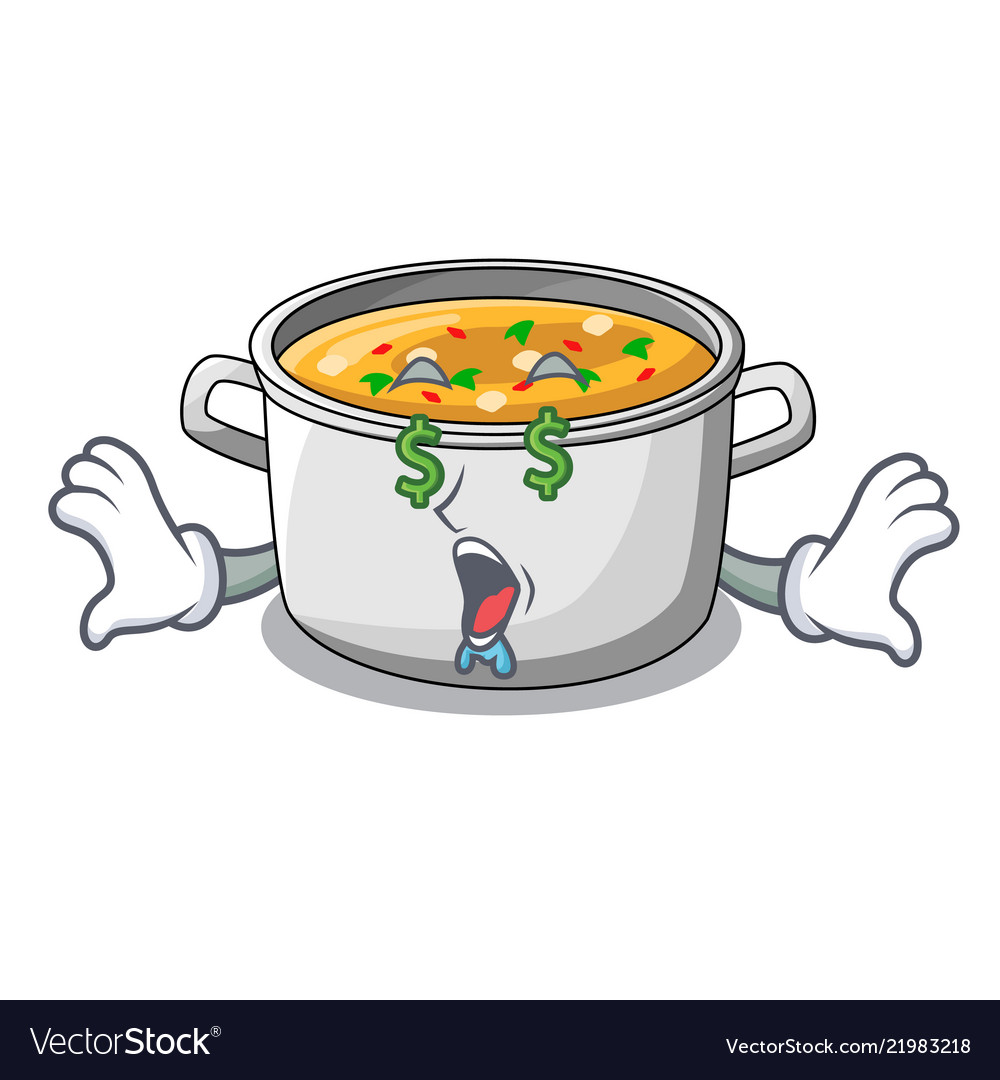 Money eye cartoon homemade stew soup in the pot Vector Image Money eye cartoon homemade stew soup in the pot Vector Image
