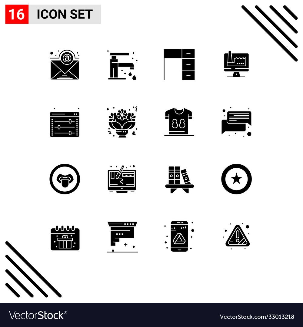 Set 16 modern ui icons symbols signs for web Vector Image