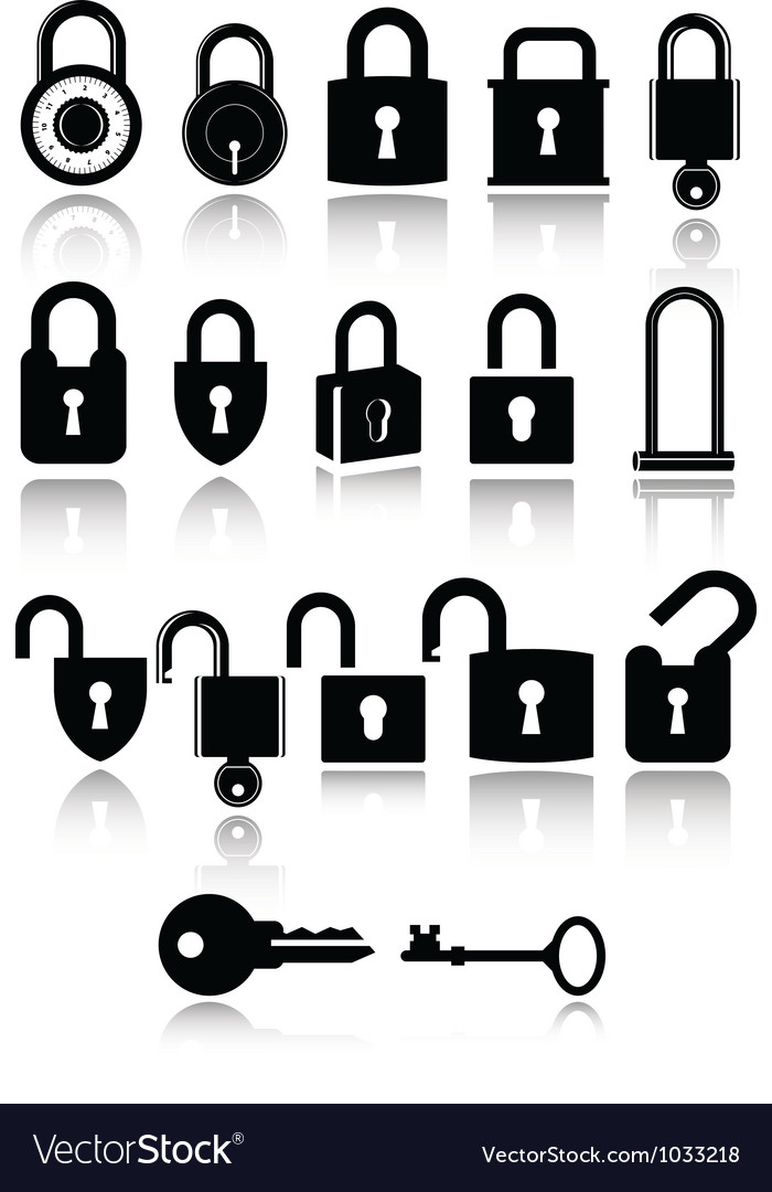 Set of lock and key icons Royalty Free Vector Image