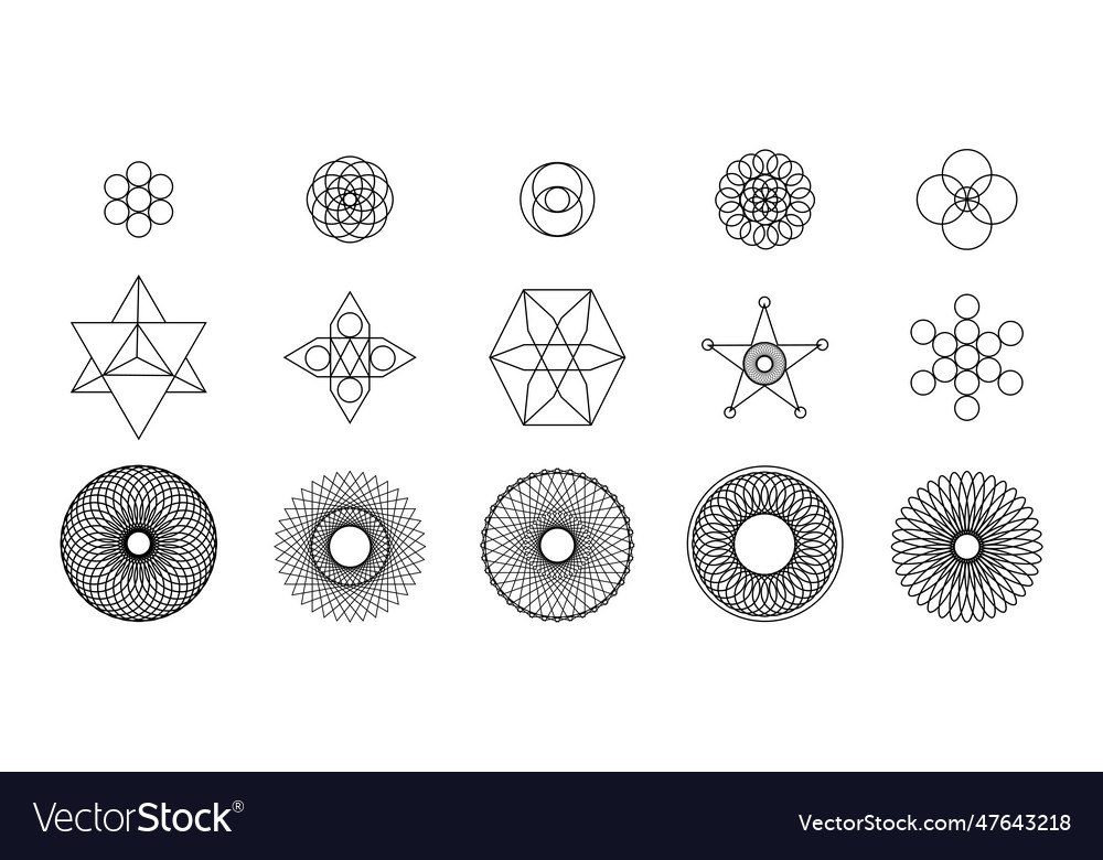 Set of y2k circle and retro-futuristic elements