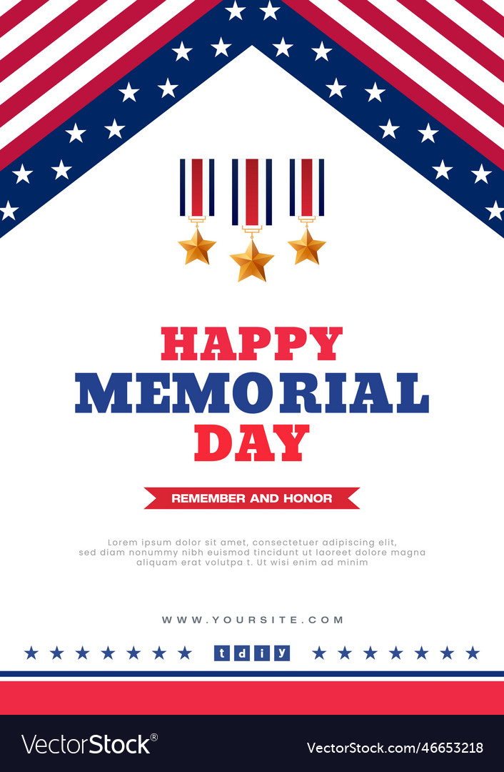 Usa flag memorial day white background poster Vector Image