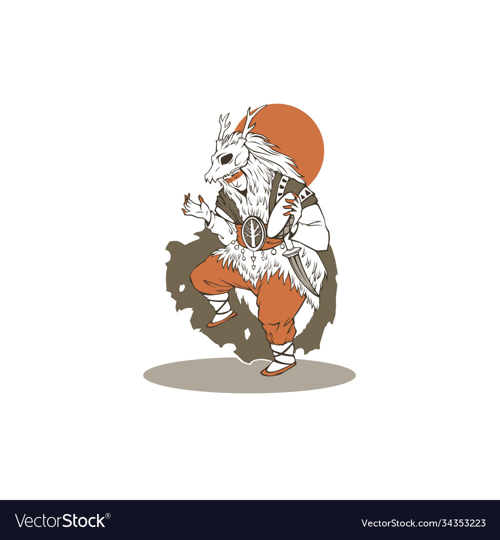 Dansing pagan shaman for your Royalty Free Vector Image