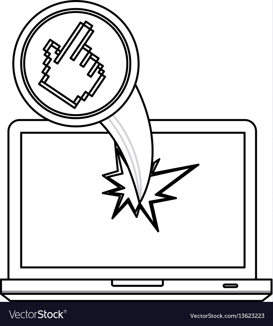 Figure computer hand cursor with hole icon Vector Image