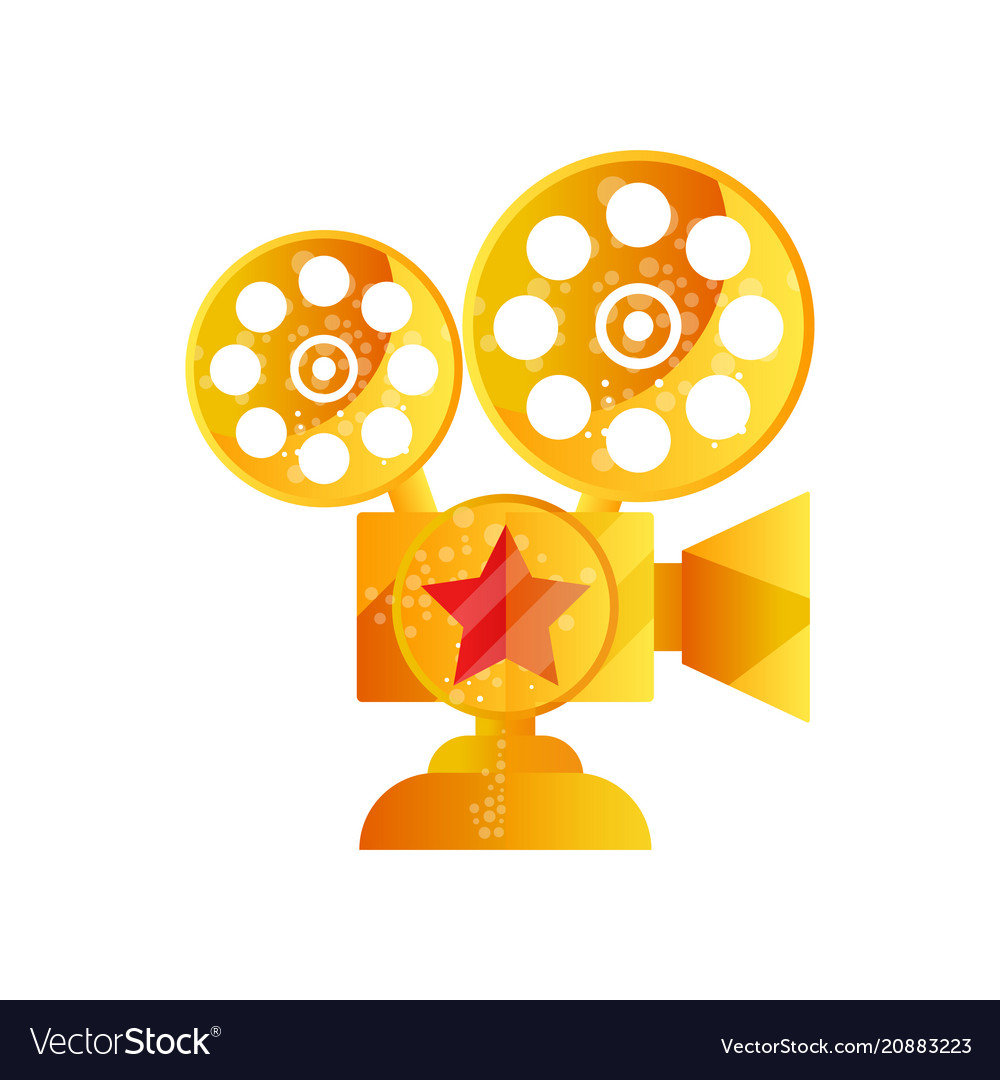 Golden camera film award on a Royalty Free Vector Image