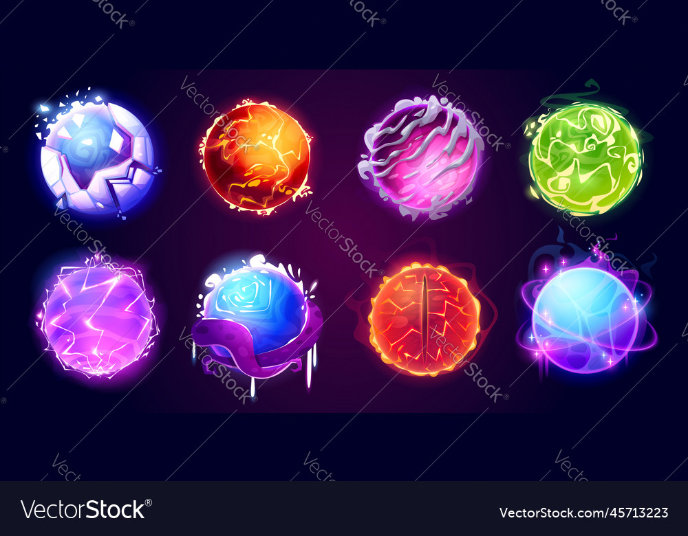 Magic balls crystal spheres and energy orbs Vector Image