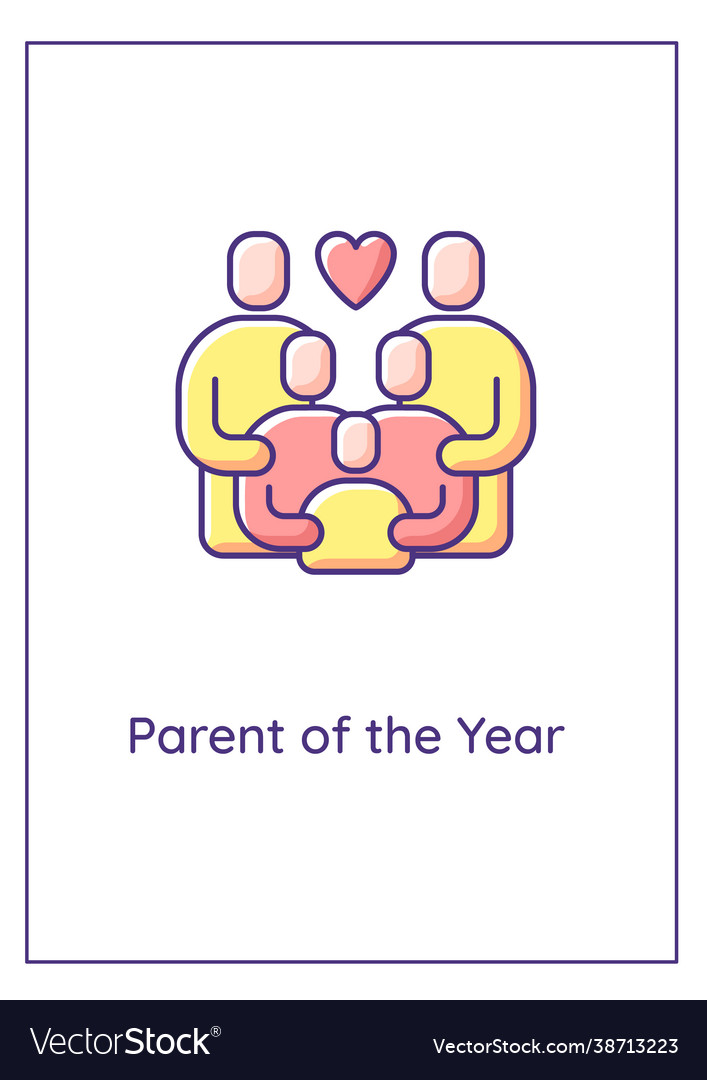 Parents year greeting card with color icon