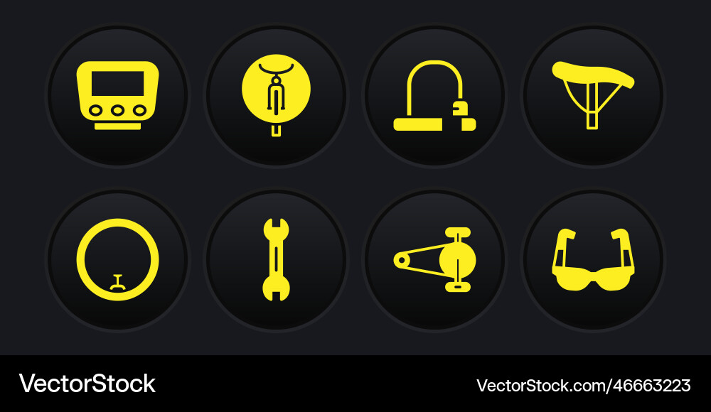 Set bicycle wheel seat wrench spanner chain Vector Image