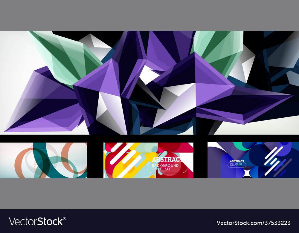 Set Trendy Futuristic Geometric Abstract Vector Image