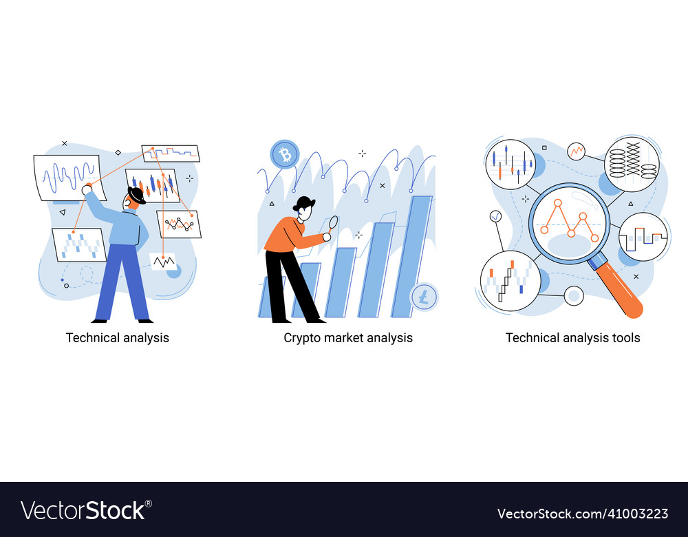 Technical Trader Analyzing Stock Chart Crypto Vector Image