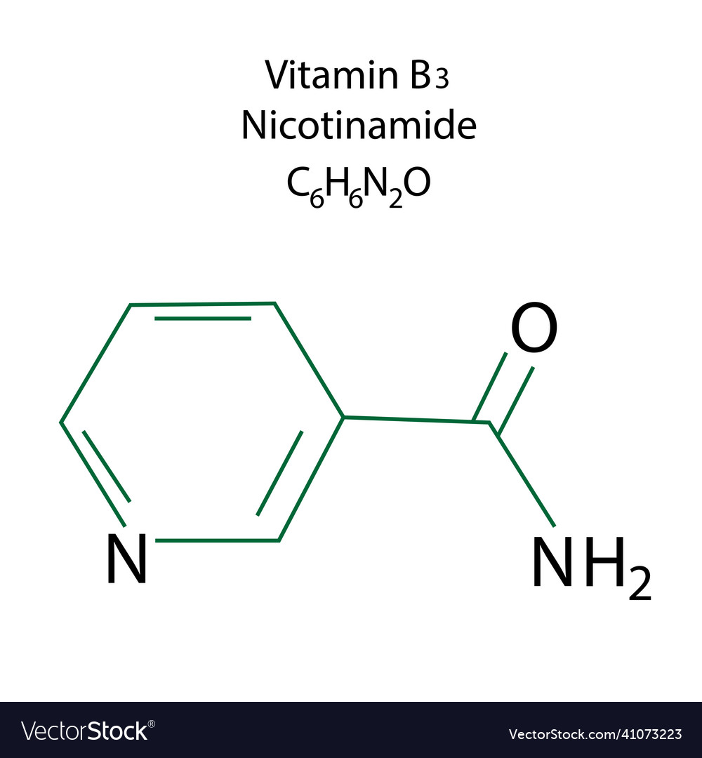 Vitamin b3 molecule structure nicotinamide Vector Image