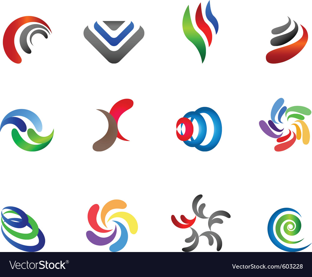 12 colorful symbols set 5 Royalty Free Vector Image