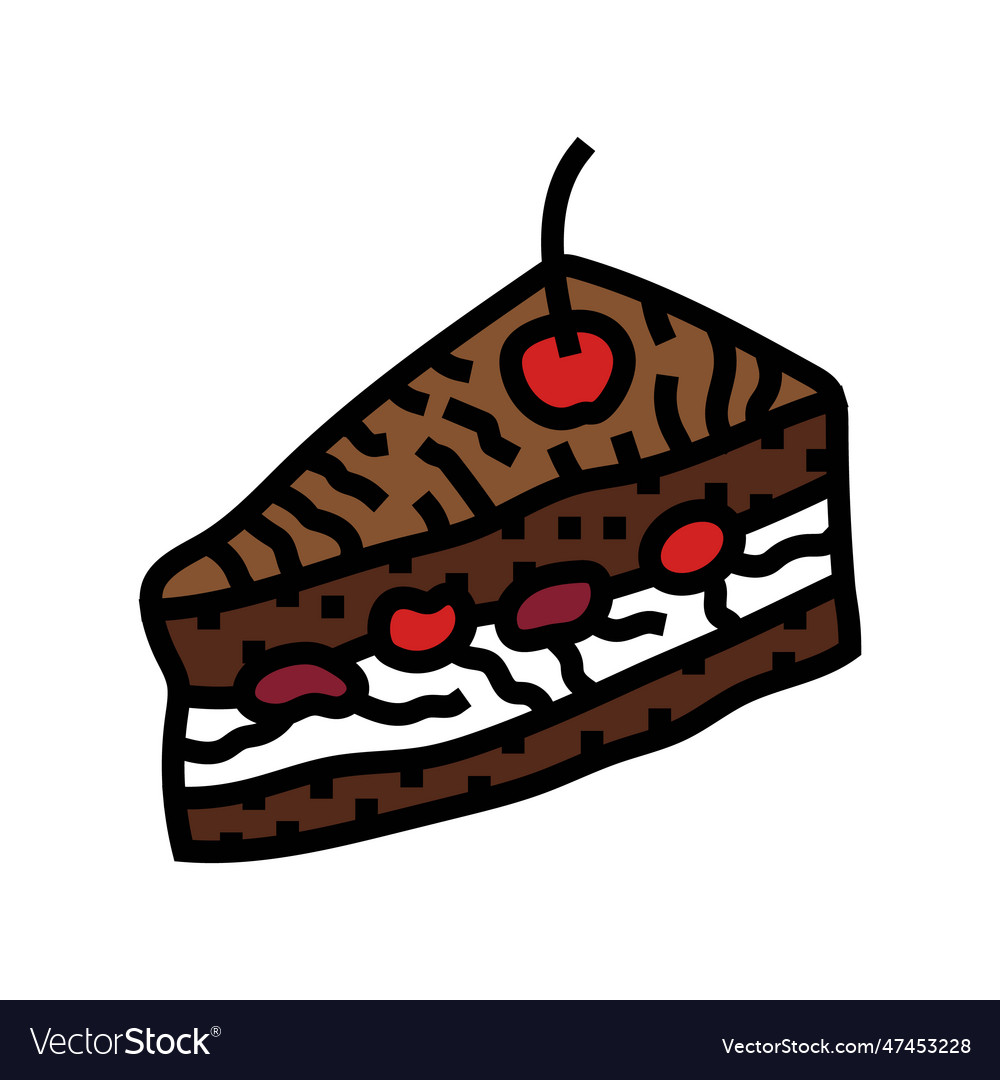 Black forest cake slice food snack color icon