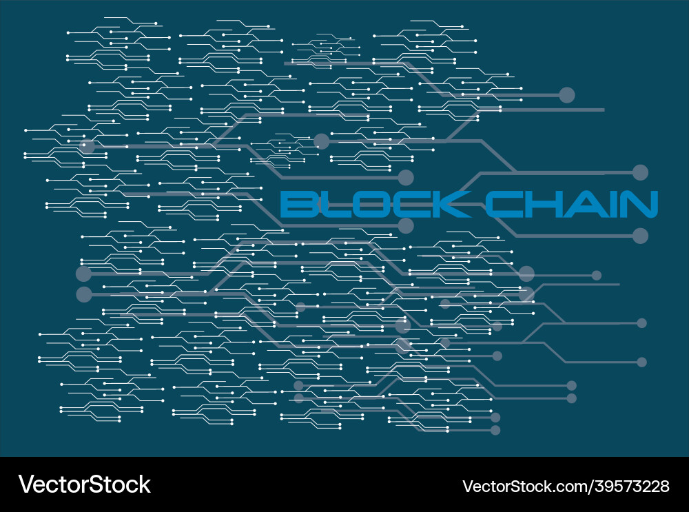 Blockchain background on a dark blue Royalty Free Vector