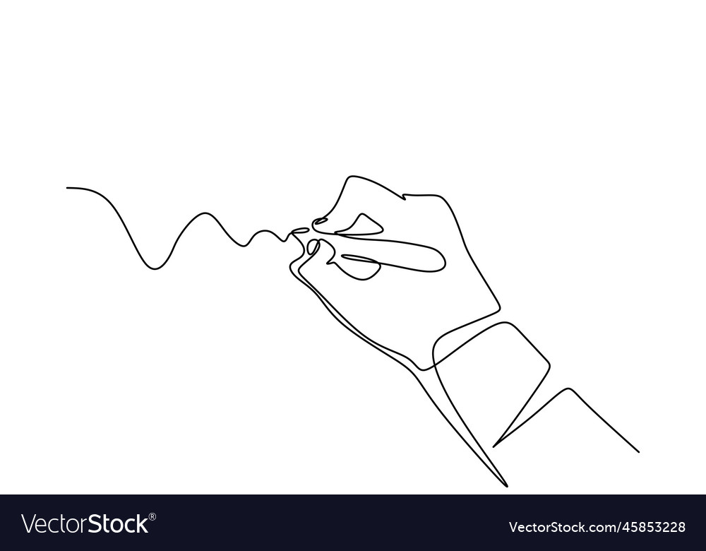 Continuous One Line Drawing Of Hand Writing Vector Image