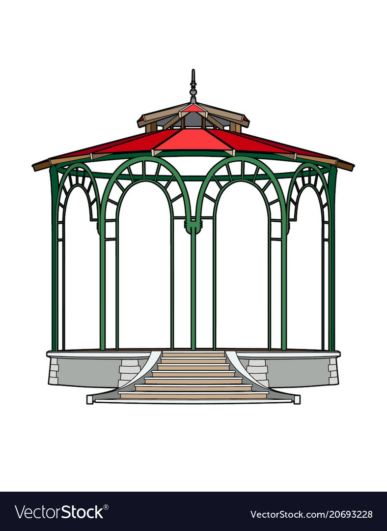 Gazebo with red roof