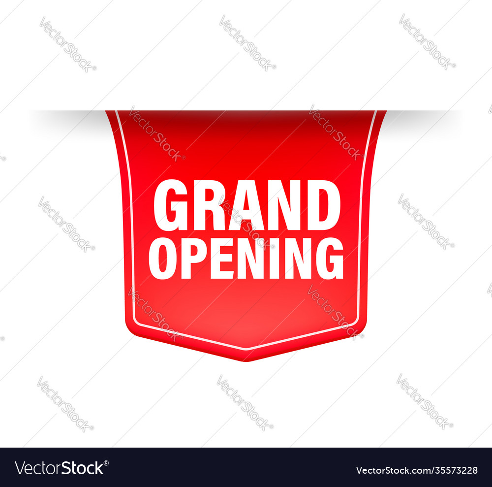 Grand opening red ribbon in 3d style on white Vector Image