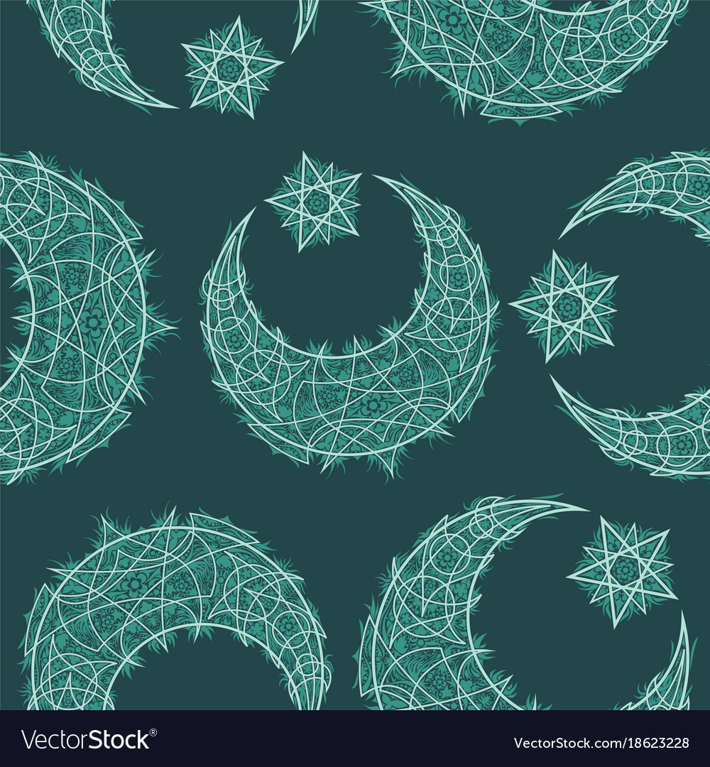 Oriental pattern moon and stars islam arabic Vector Image