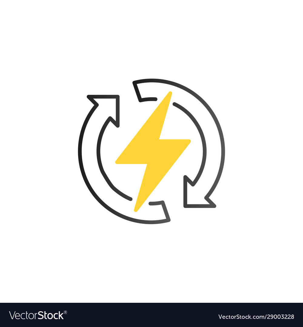 Power lightning with circle refresh arrows logo Vector Image