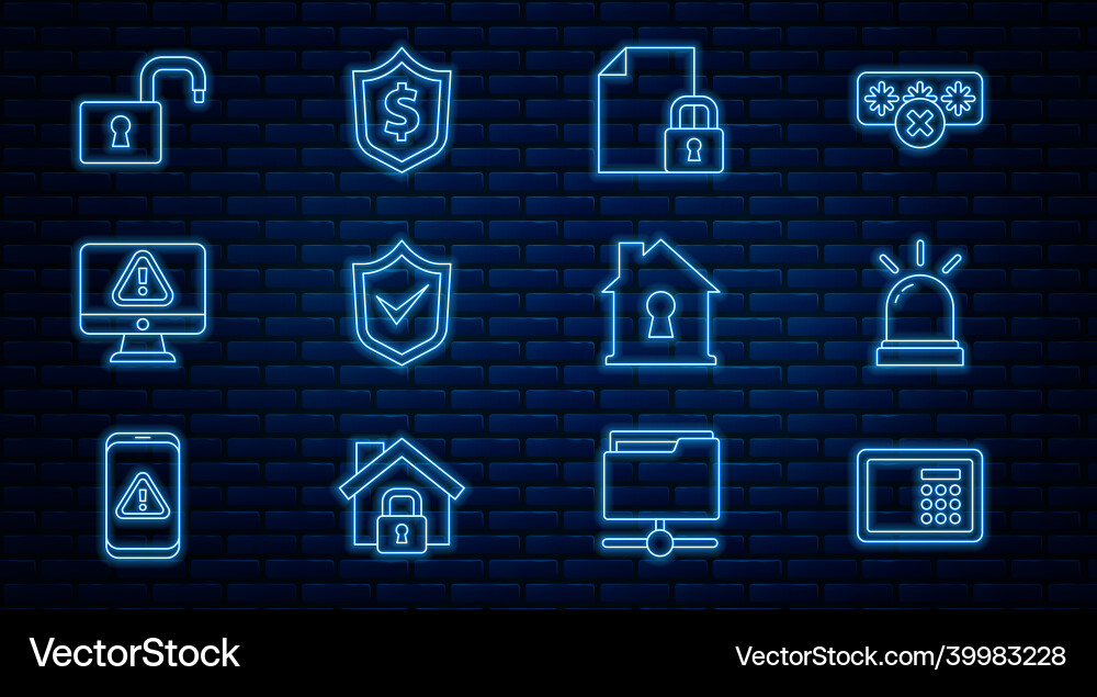 Set line safe motion sensor document and lock Vector Image