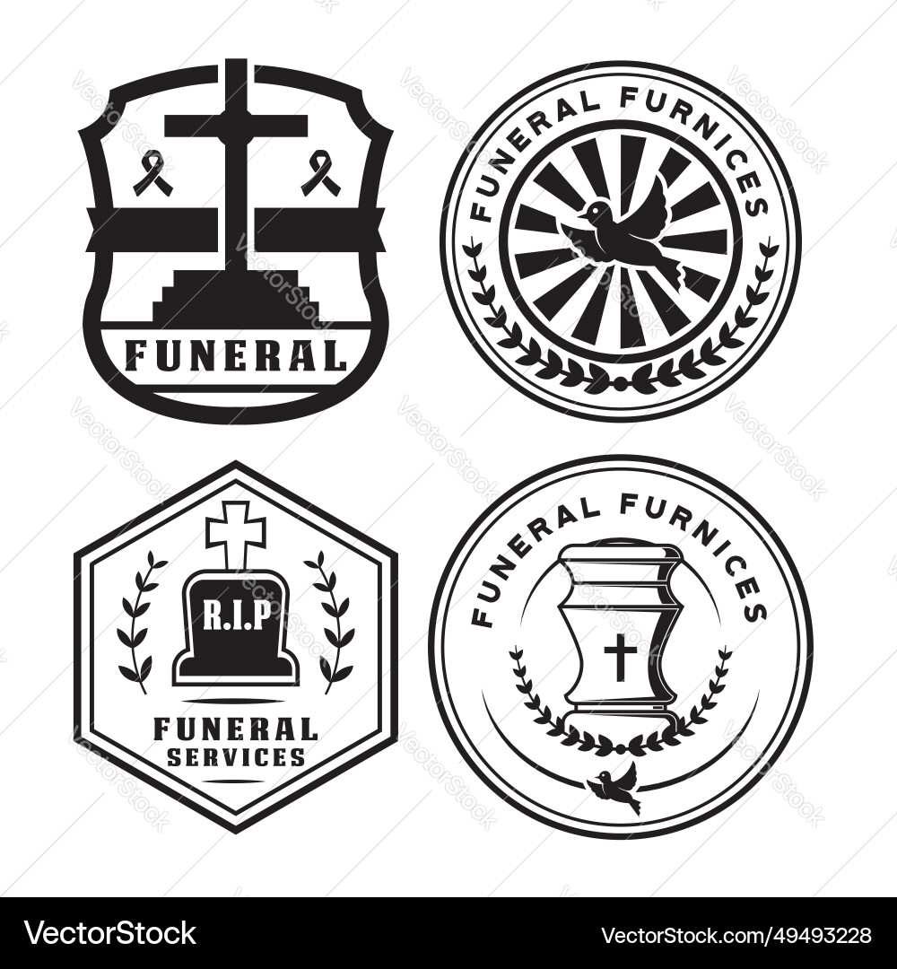 Set of funeral services logo template Royalty Free Vector