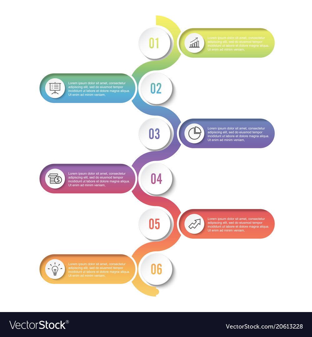 Template timeline infographic colored horizontal