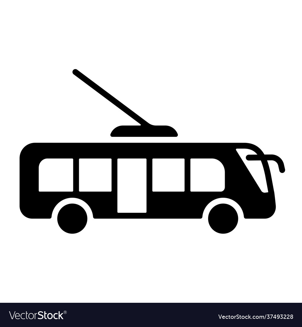 Trolley or trolleybus flat glyph icon