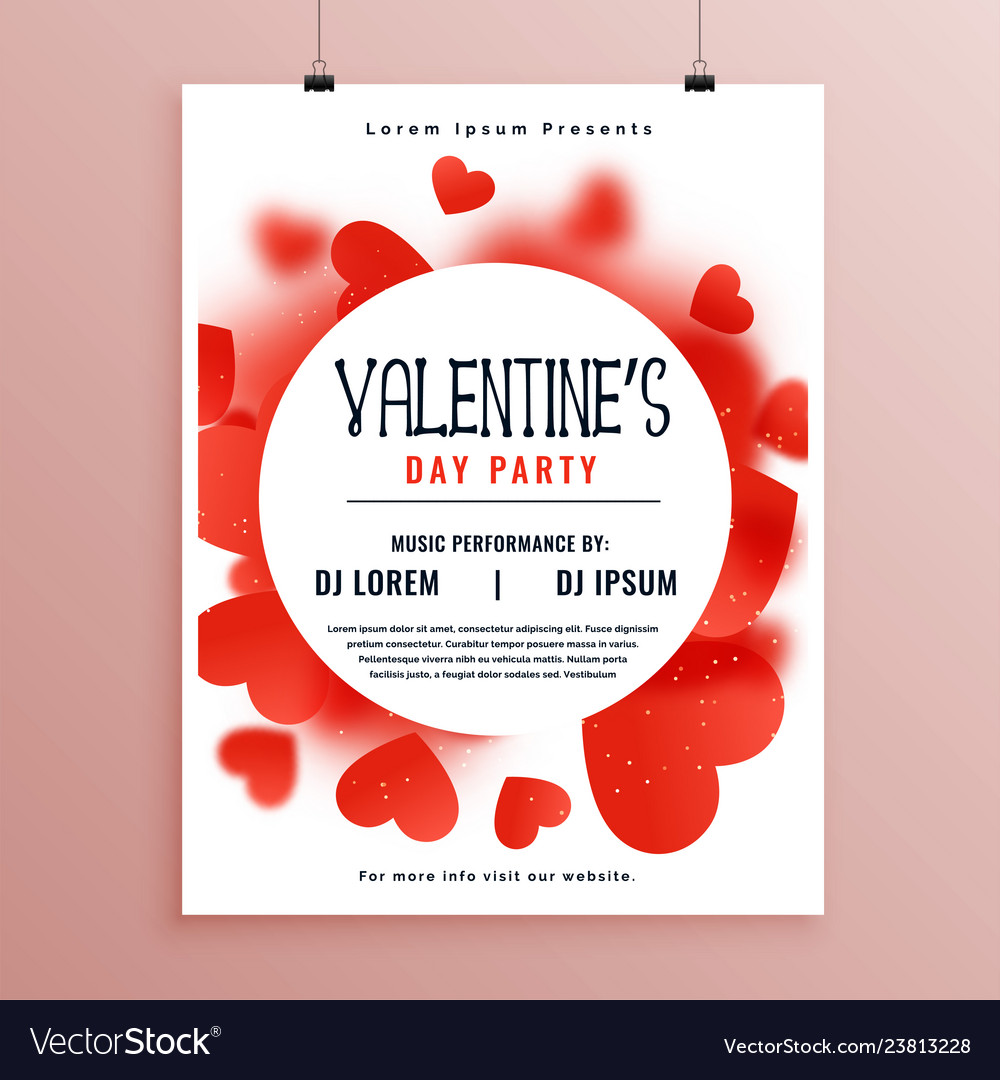 Valentines day invitation flyer template design