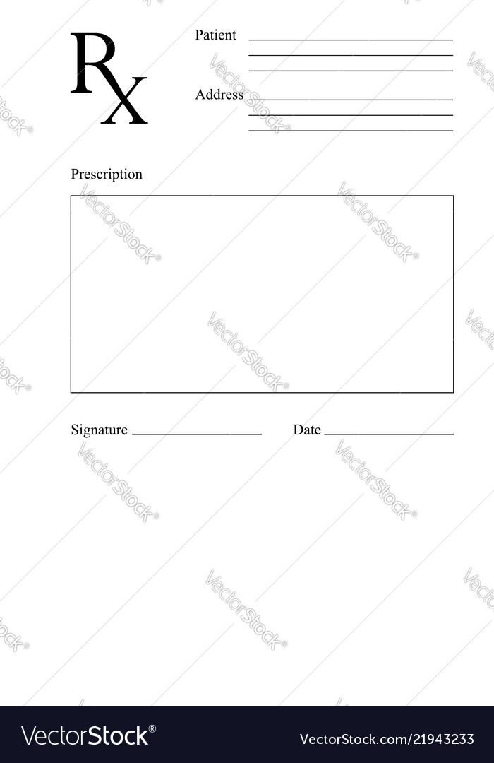 blank rx prescription form medical concept vector image blank prescription form