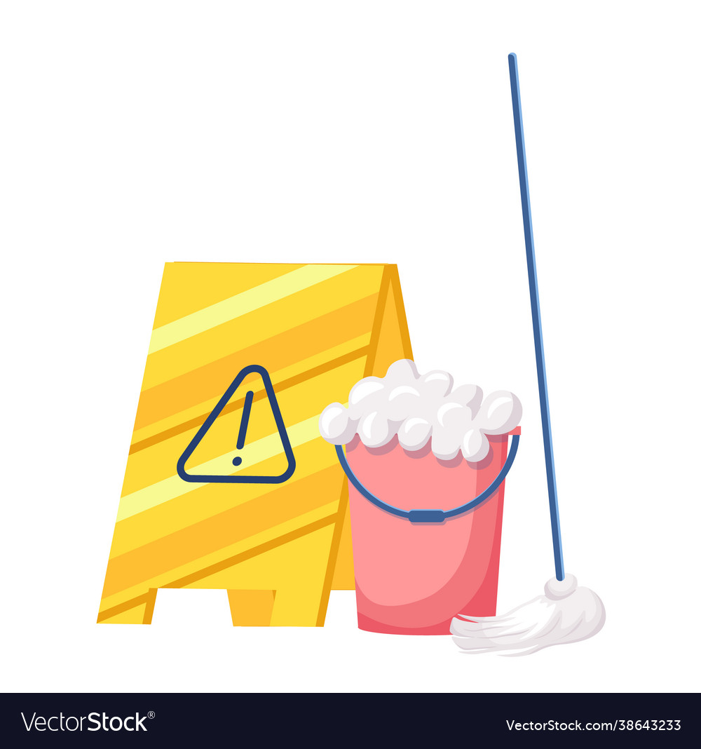 Cleaning service equipment bucket with soap foam Vector Image