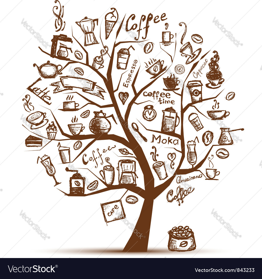 Coffee art tree for your design Royalty Free Vector Image