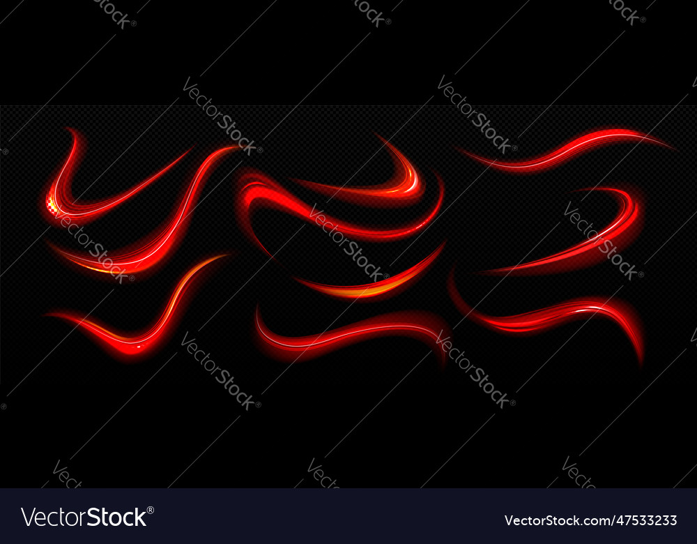 Red light lines effect of speed motion trails Vector Image