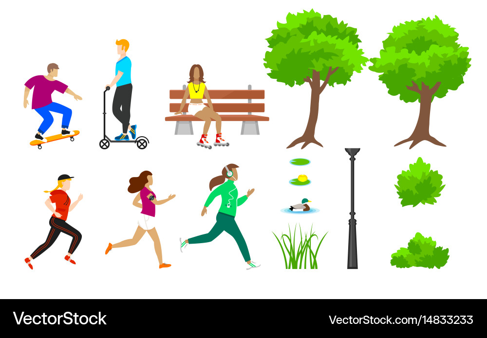 Summer city park elements set Royalty Free Vector Image
