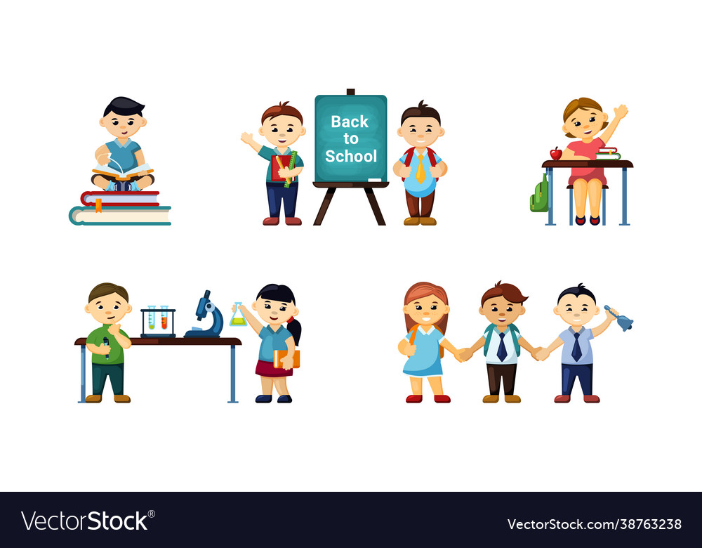 Children go back to school set little boys Vector Image