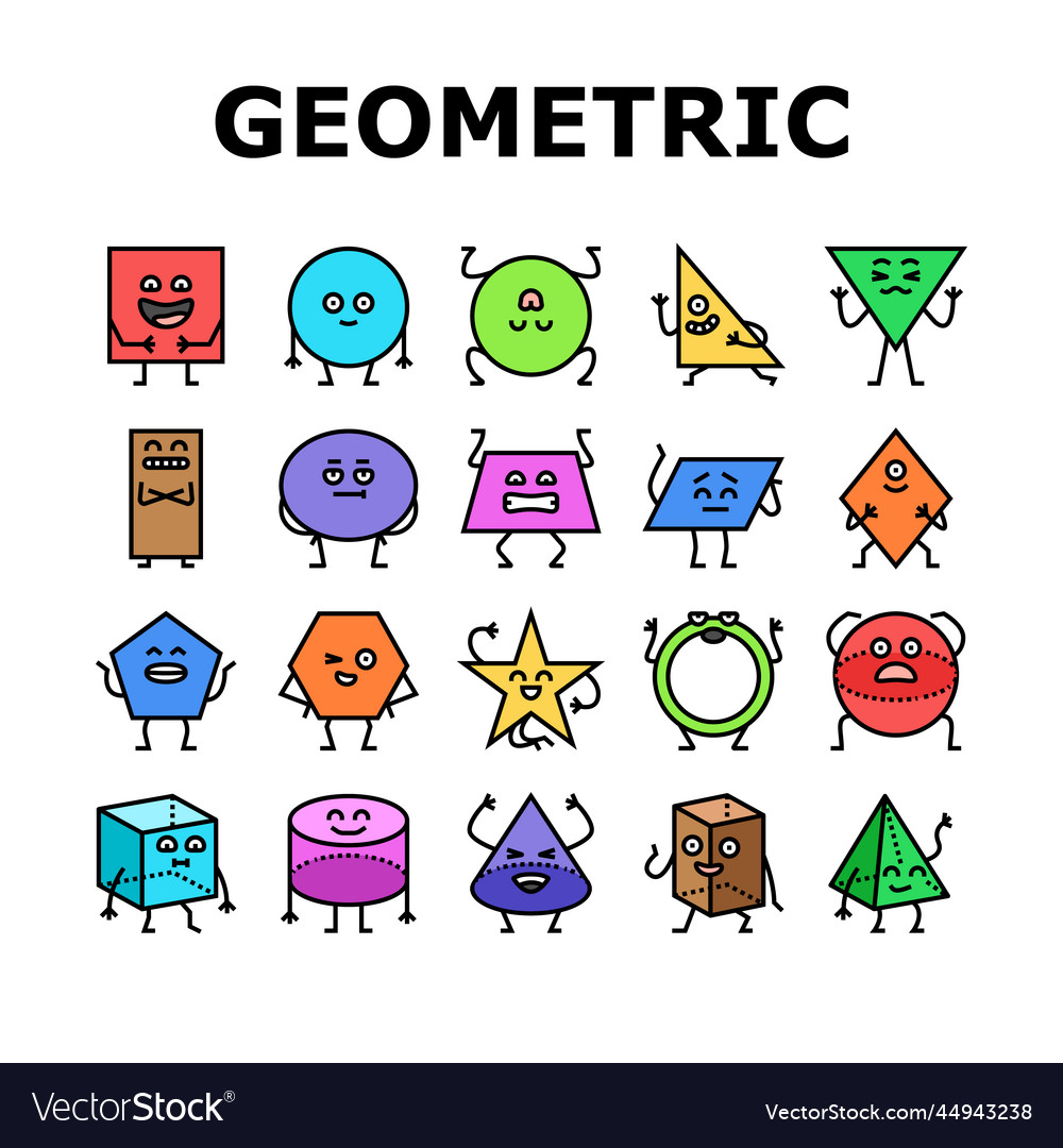 Geometric shape character icons set