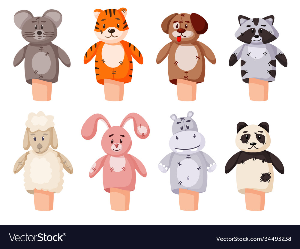 Hand puppet set isolated on white background Vector Image