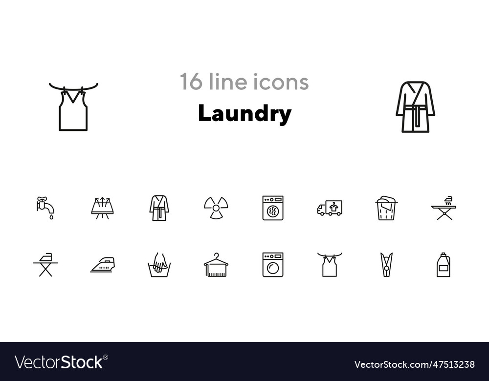 Laundry line icon set