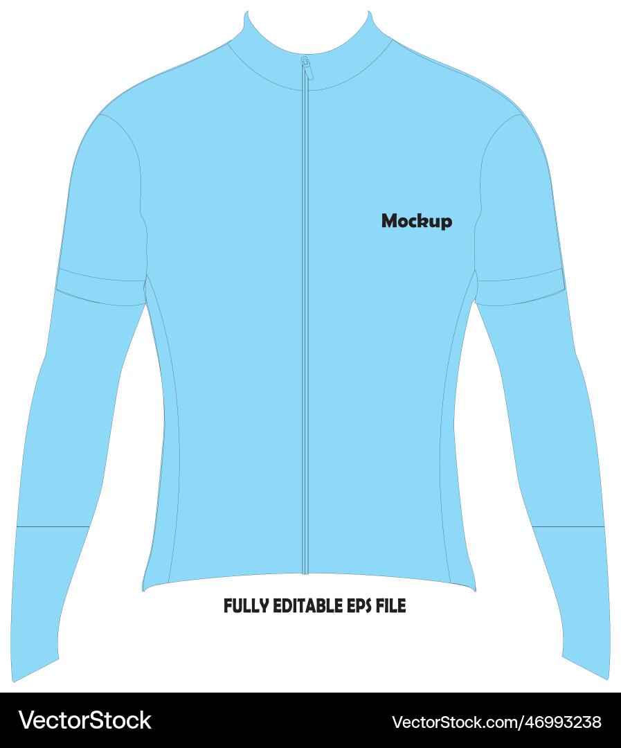 Long sleeve cycling jersey mockup Royalty Free Vector Image