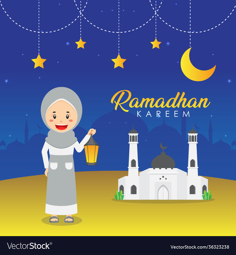 Ramadhan greeting background with character