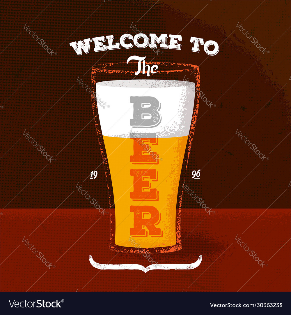 Vintage poster with beer and lettering