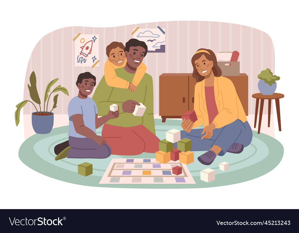 Board games family activity at home together Vector Image