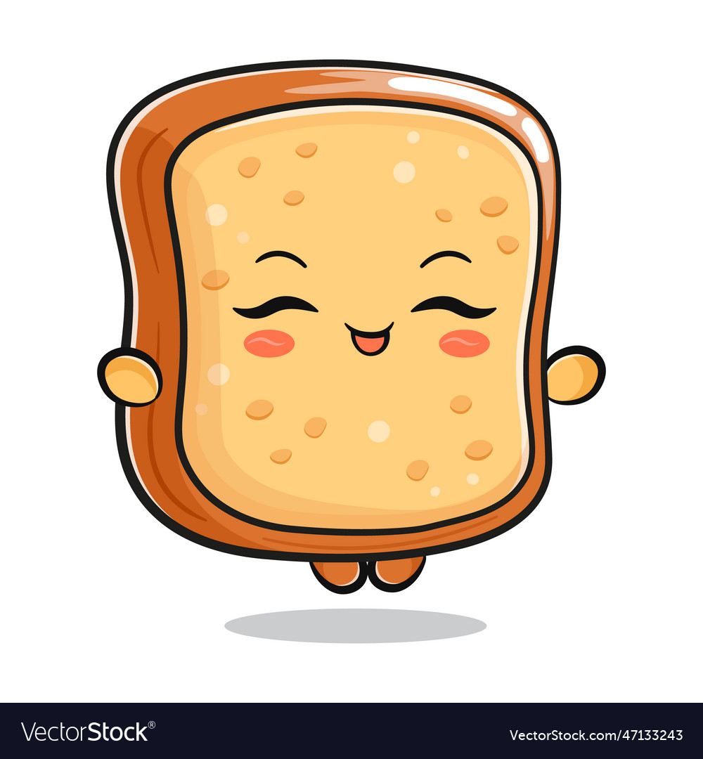 Cute funny toast doing yoga character hand Vector Image