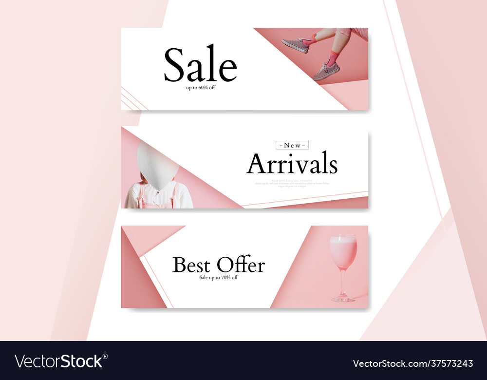 Feminine shopping banner set