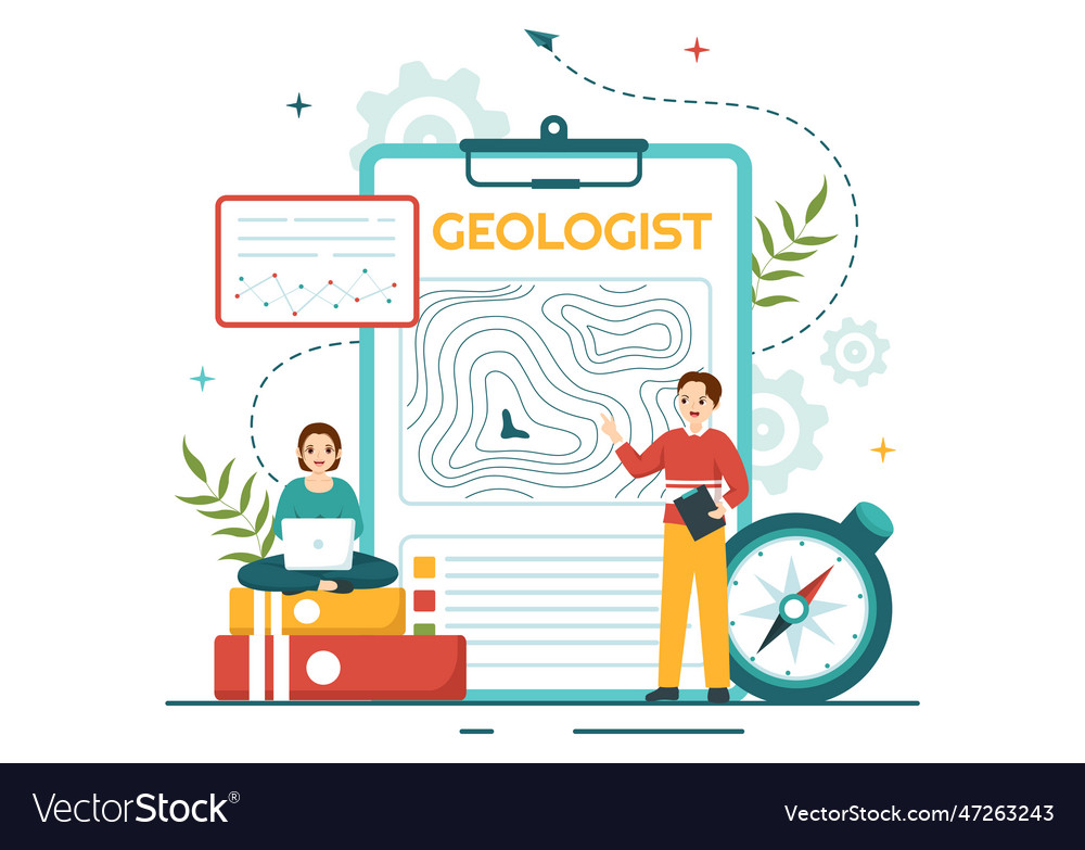 Geologist with soil analysis and features Vector Image