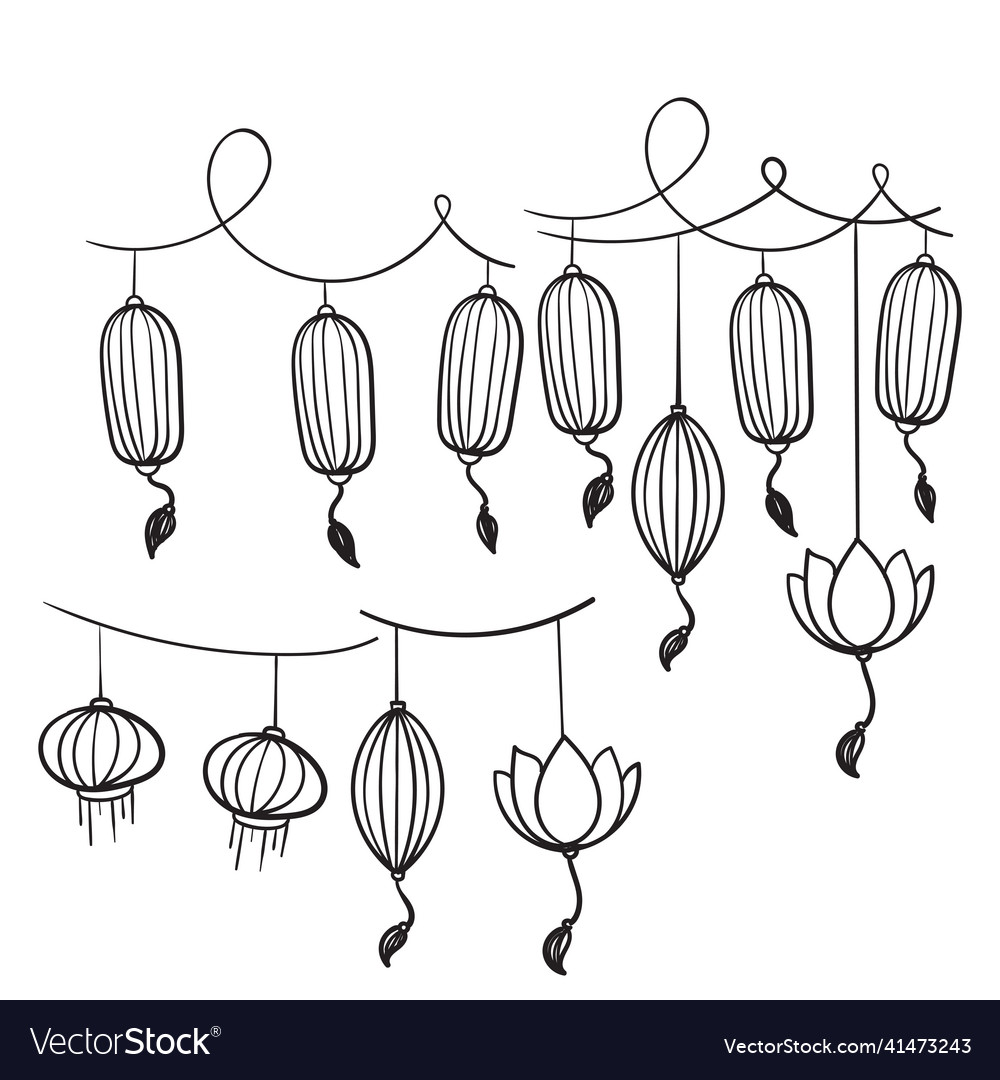 Hand Drawn Doodle Chinese Lantern Royalty Free Vector Image