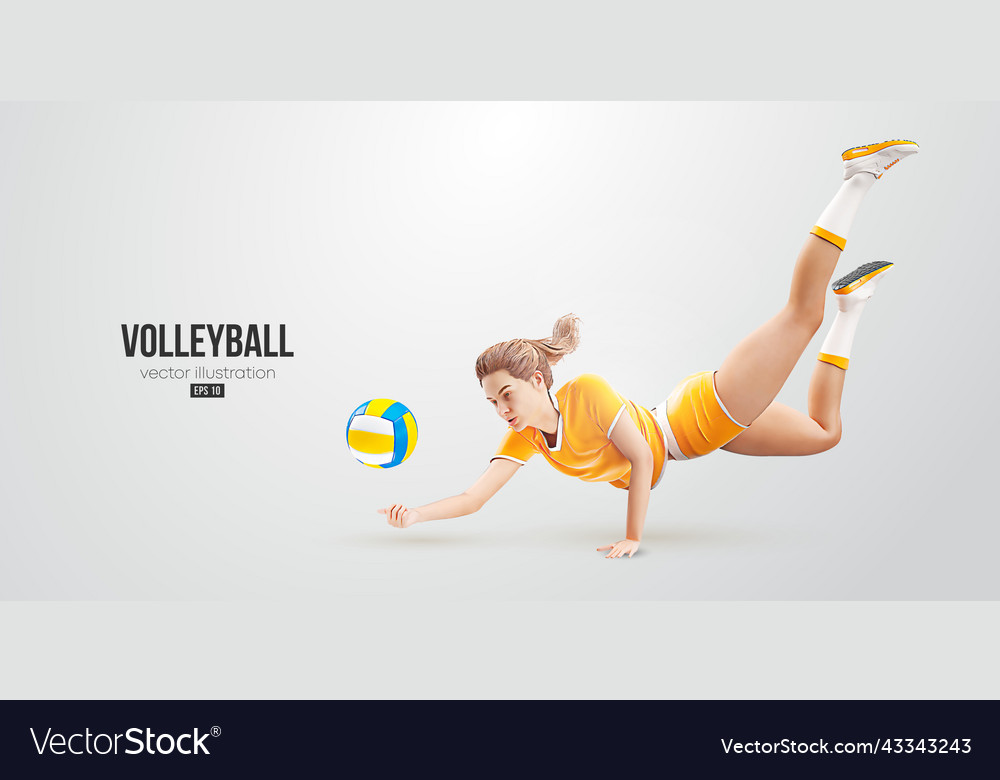 Realistic silhouette of a volleyball player Vector Image