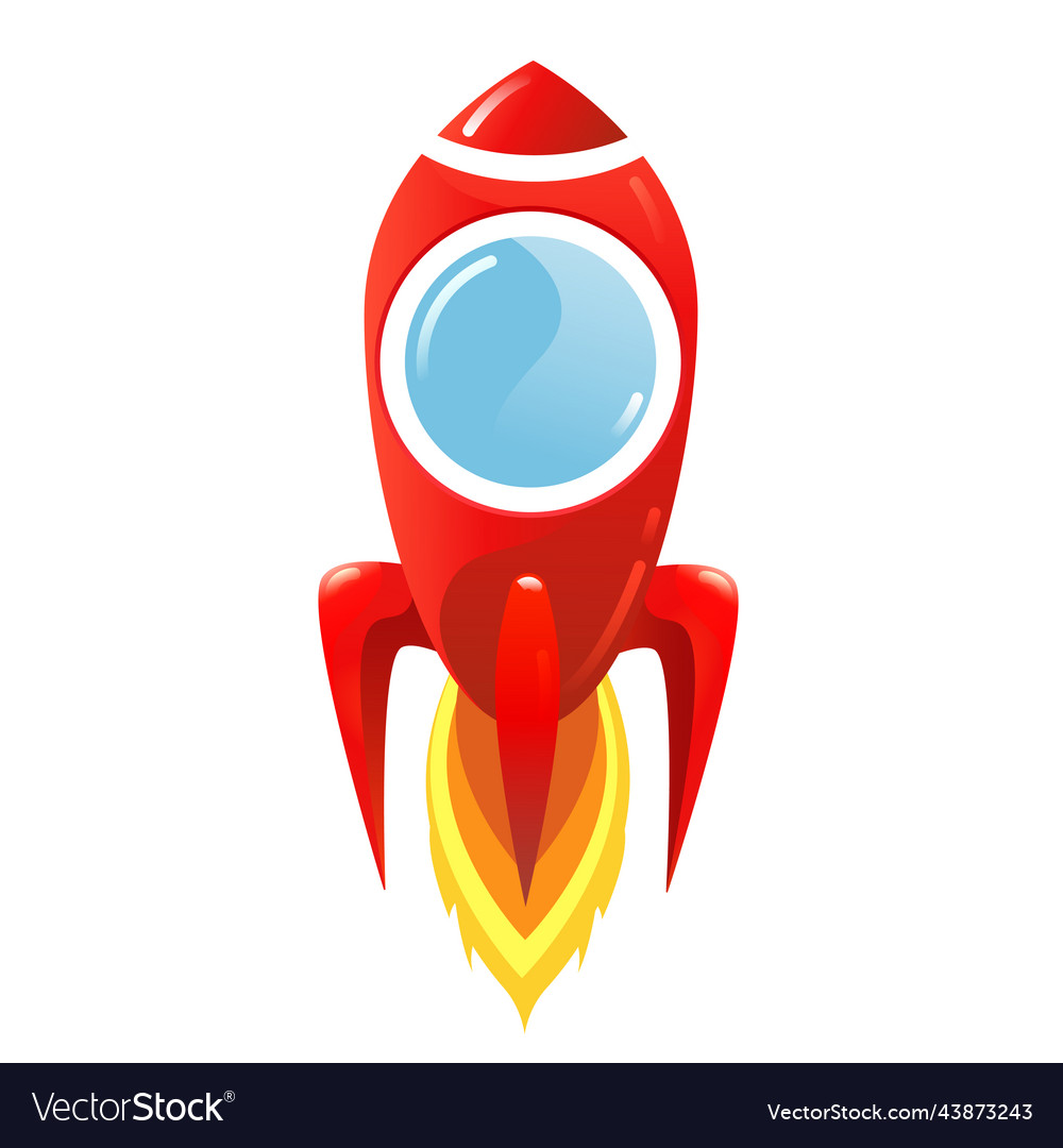 Red rocket flying isolated Royalty Free Vector Image