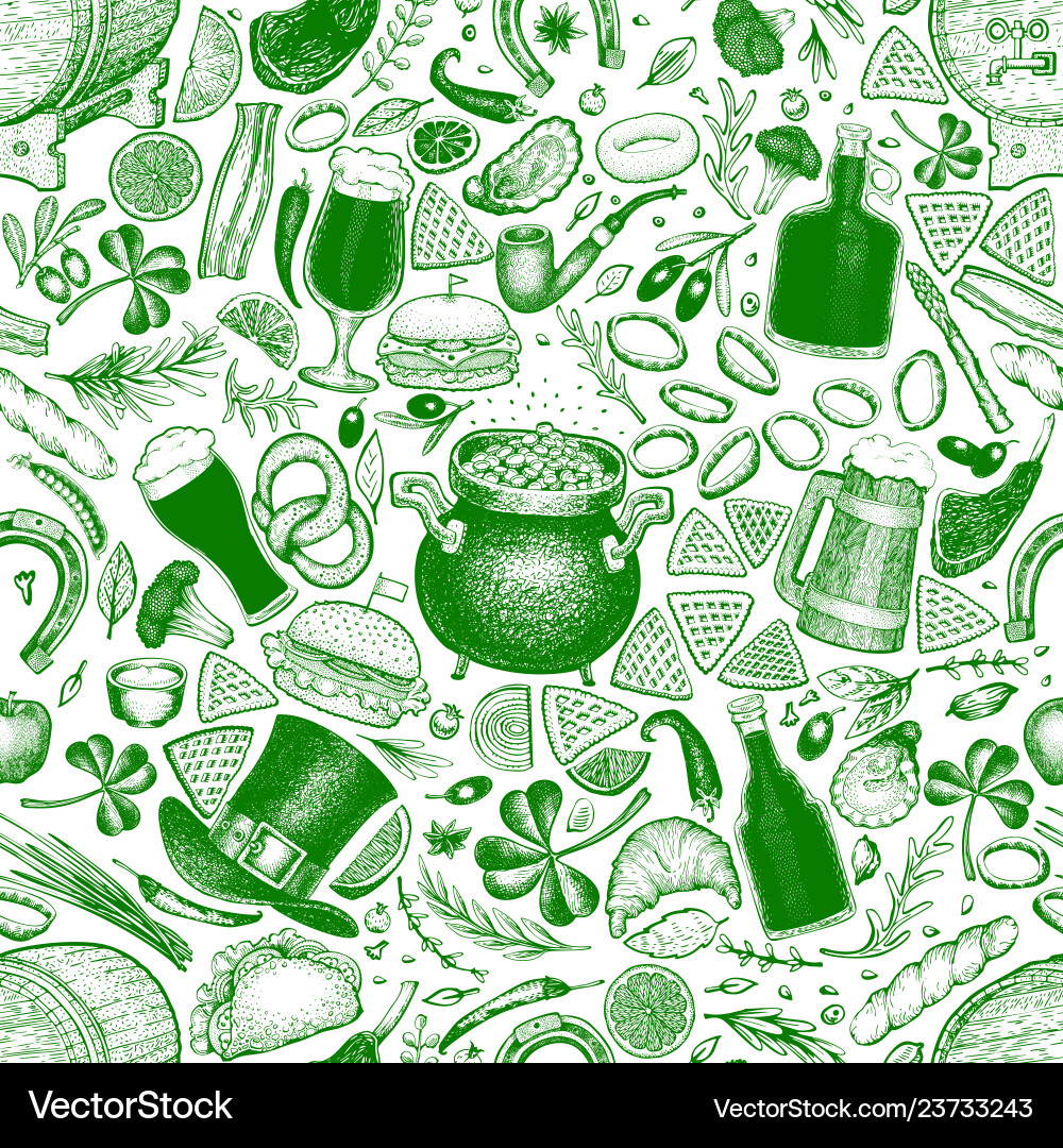 St patricks day seamless pattern hand Royalty Free Vector